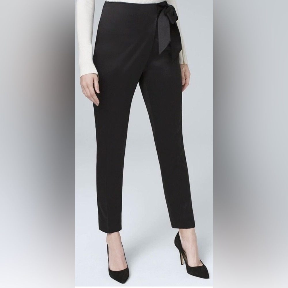 White House Black Market Black Ankle Pants with stylish tie waist.